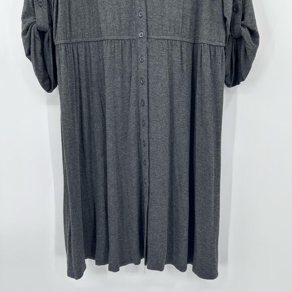 Torrid Gray Button Front Midi Dress Soft Tab Sleeve Pockets Womens Size 2 (2x) - Picture 5 of 12
